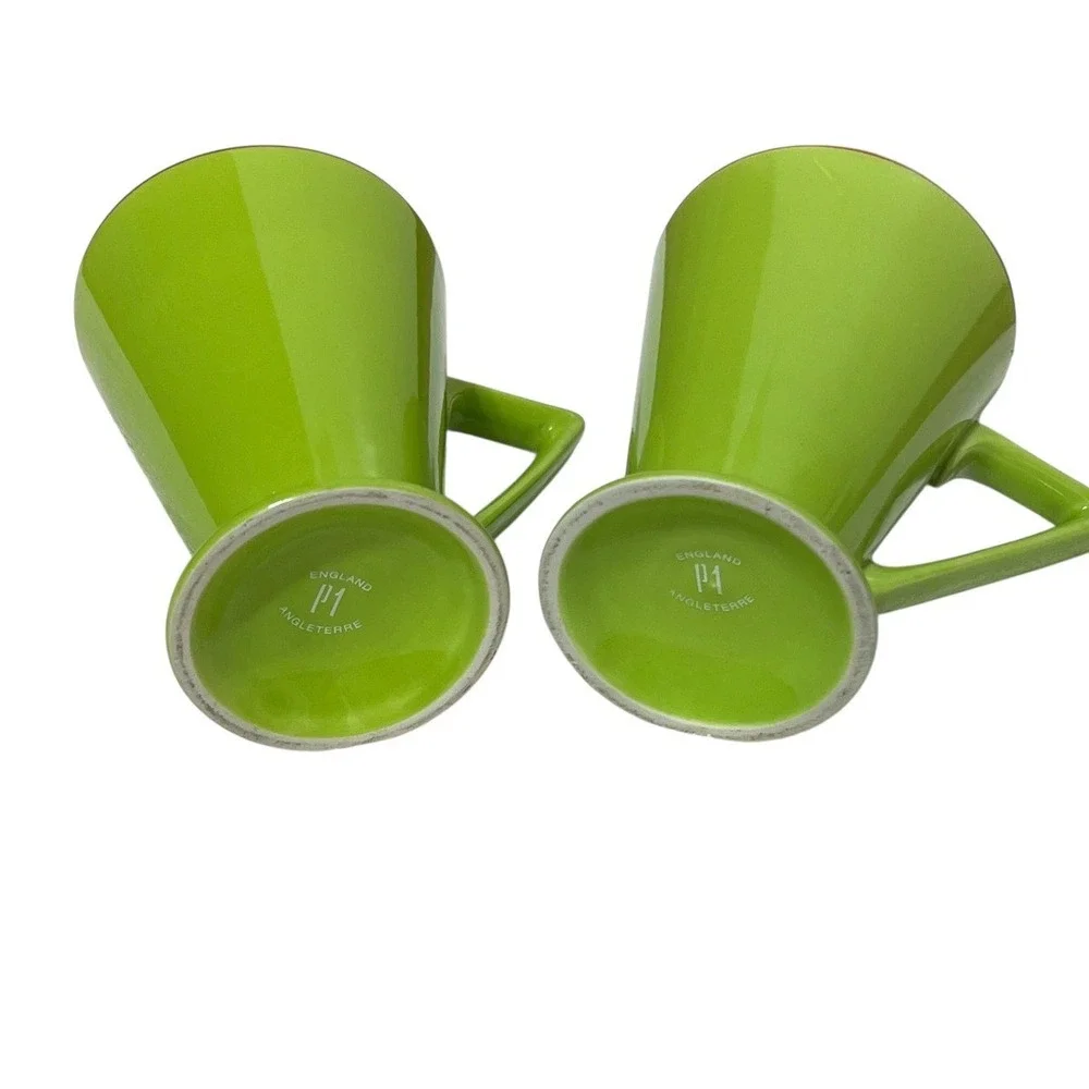 Pier 1 Angleterre England Retro‎ Green Footed Coffee Mugs Novelty Tea Cups set
